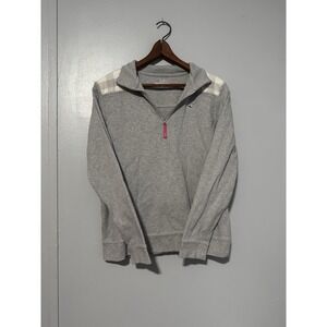 Women's Vineyard Vines Pullover 1/4 Zip Grey/white Checkered Medium Athletic